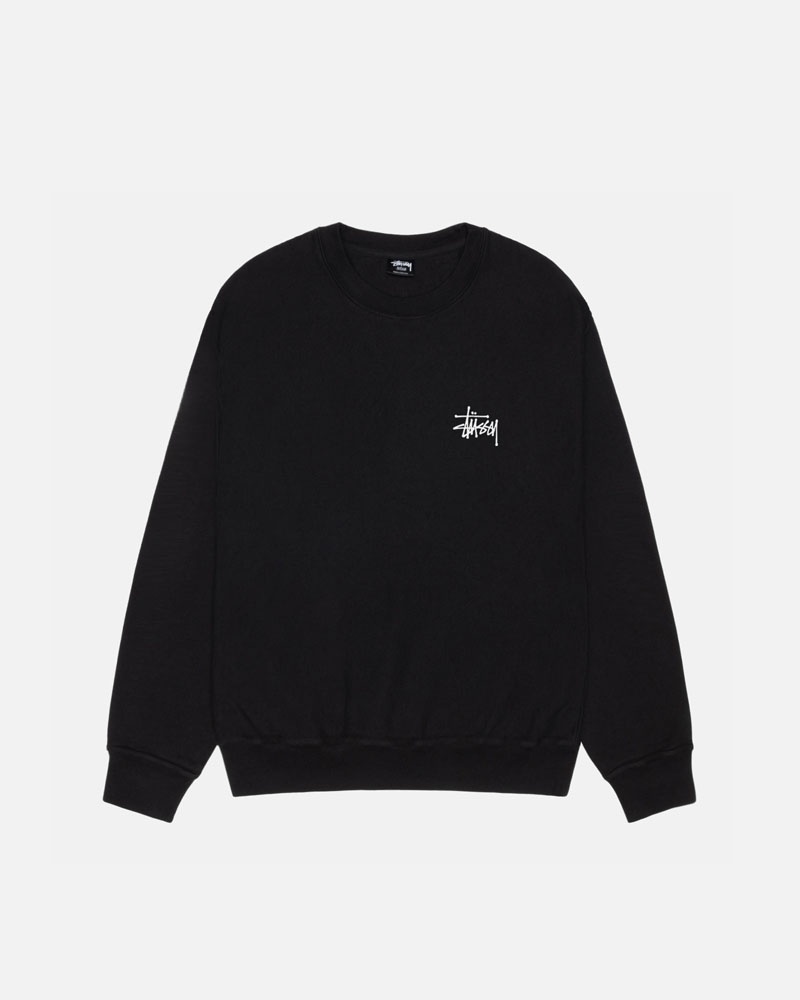 Sweatshirt Stussy Basic Stüssy Crew Pigment Dyed Noir | VBS-78002322