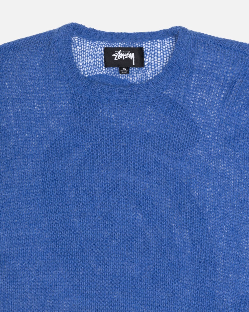 Chandail Stussy S Loose Knit Bleu | ECL-20913603