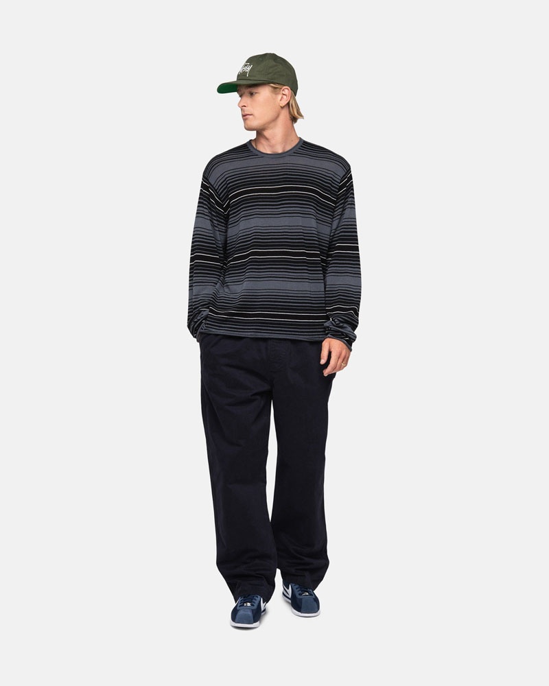 Chandail Stussy Horizontal Stripe Grise | CNZ-85453046