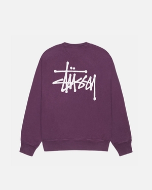 Sweatshirt Stussy Basic Stüssy Crew Pigment Dyed Violette | BBP-30280205