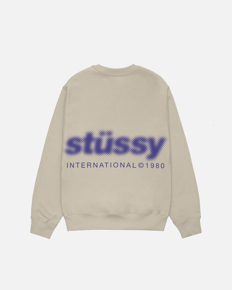 Sweatshirt Stussy Blur Crew Kaki | PEY-84890227