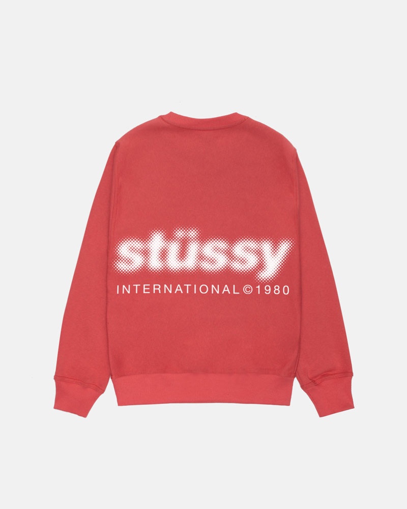 Sweatshirt Stussy Blur Crew Rouge | KOP-35714791