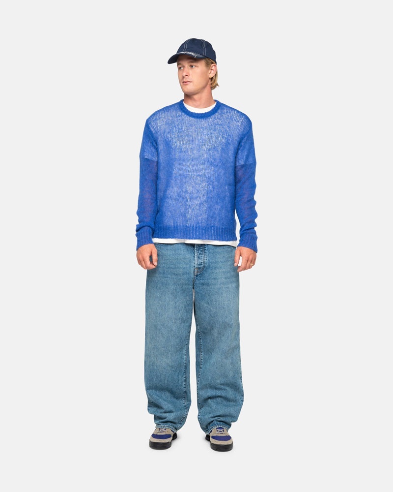 Chandail Stussy S Loose Knit Bleu | ECL-20913603