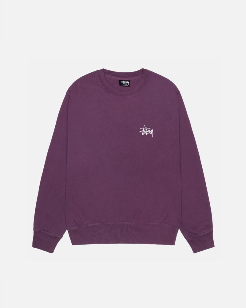 Sweatshirt Stussy Basic Stüssy Crew Pigment Dyed Violette | BBP-30280205