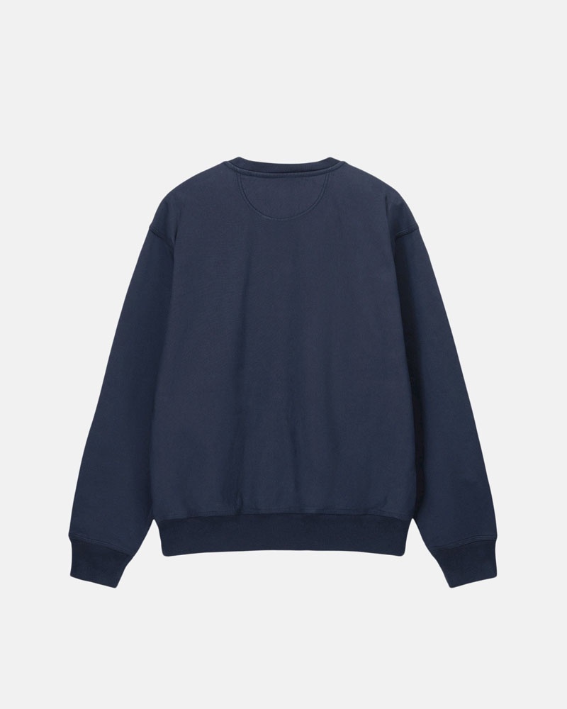 Sweatshirt Stussy Stock Logo Crew Bleu Marine | FMZ-44109097