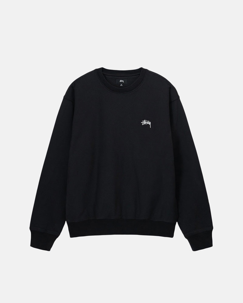 Sweatshirt Stussy Stock Logo Crew Noir | TGA-01322544