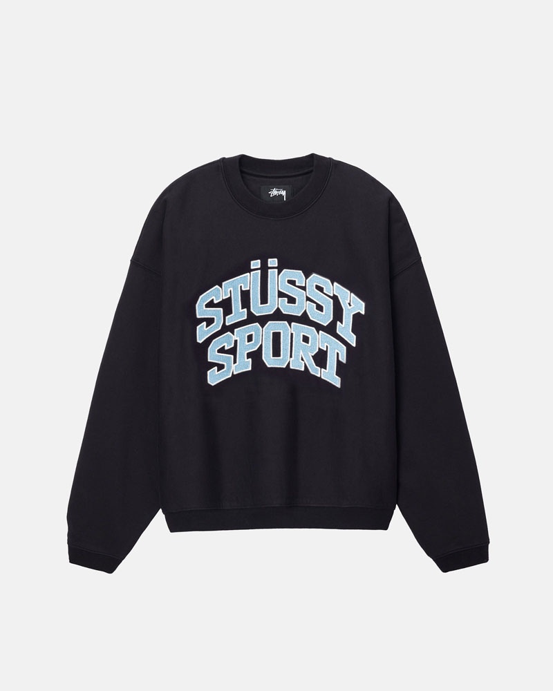 Sweatshirt Stussy Stüssy Sport Relaxed Oversized Crew Noir | HQO-05013605