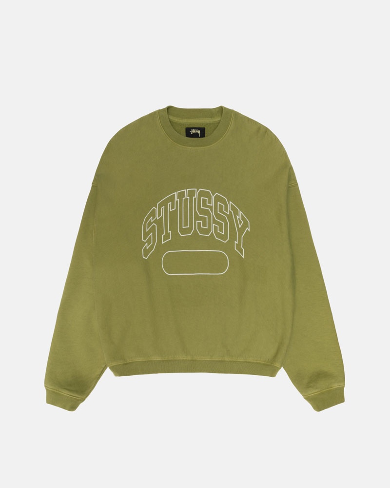 Sweatshirt Stussy Varsity Oversized Crew Vert | LDY-54910829