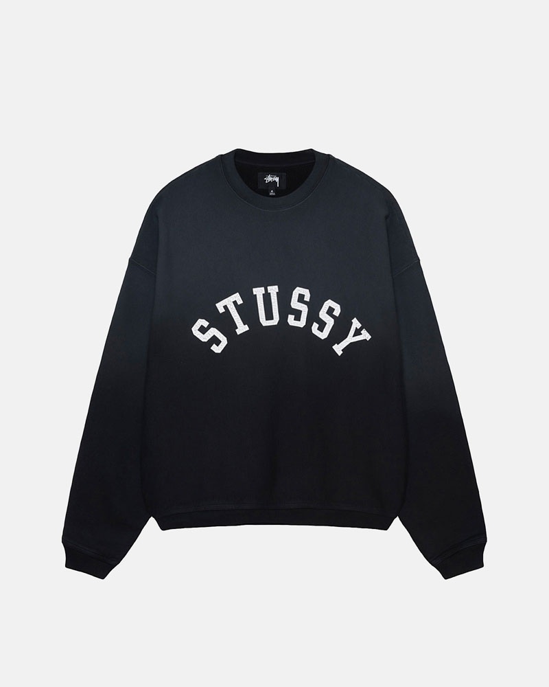 Sweatshirt Stussy Sun Faded Oversized Crew Noir | QNW-40521091