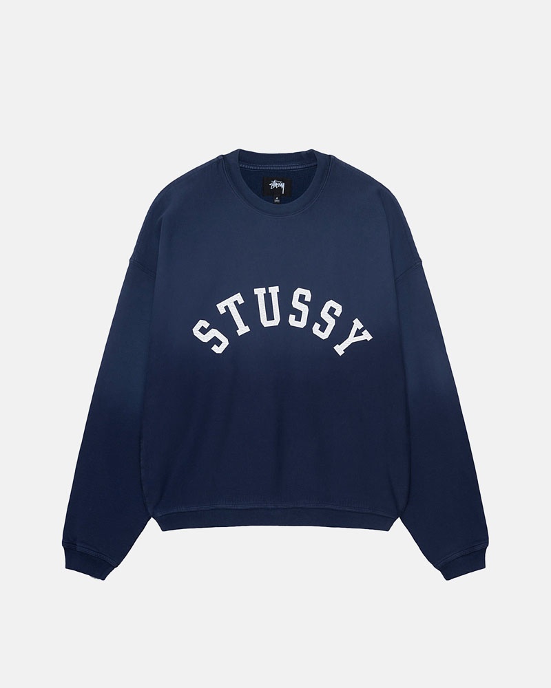 Sweatshirt Stussy Sun Faded Oversized Crew Bleu Marine | QZE-08198804