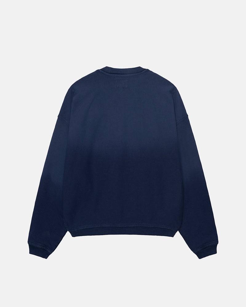 Sweatshirt Stussy Sun Faded Oversized Crew Bleu Marine | QZE-08198804