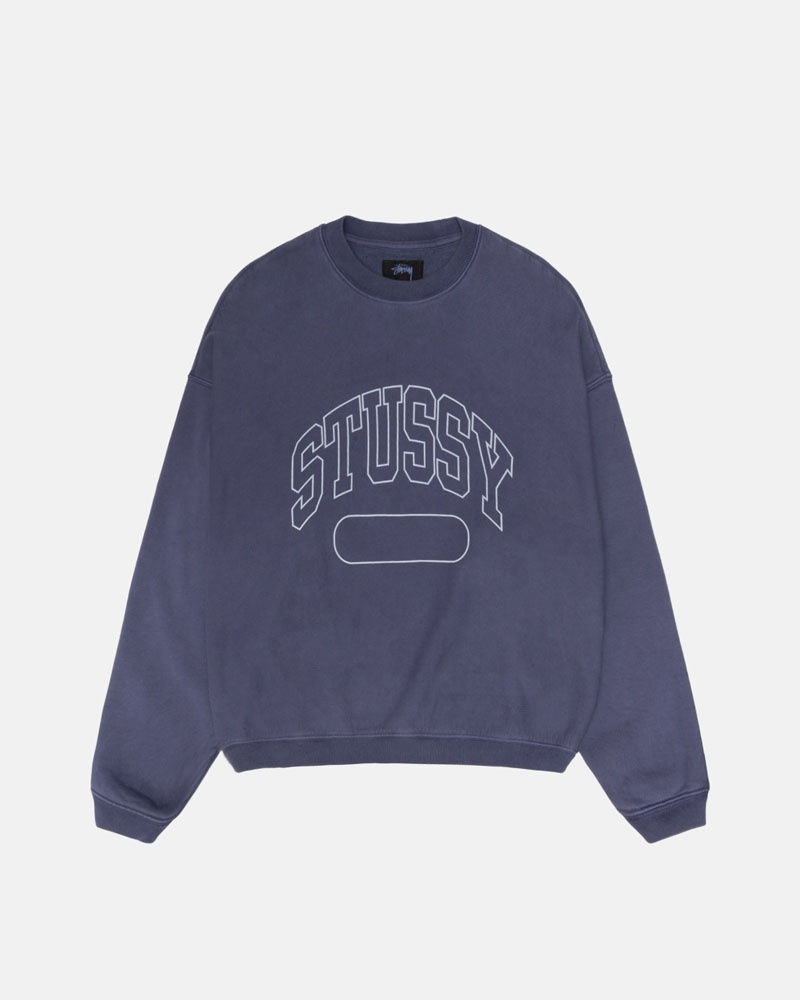 Sweatshirt Stussy Varsity Oversized Crew Bleu | BLR-13069888