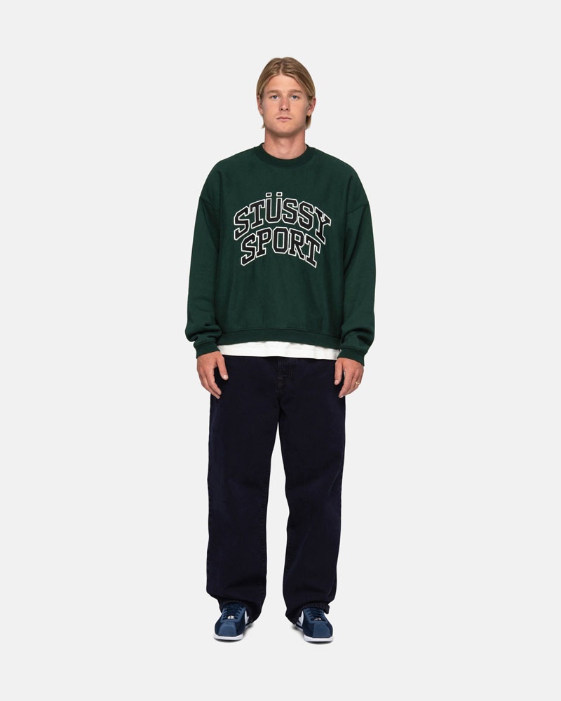 Sweatshirt Stussy Stüssy Sport Relaxed Oversized Crew Vert Foncé | YPB-57325392