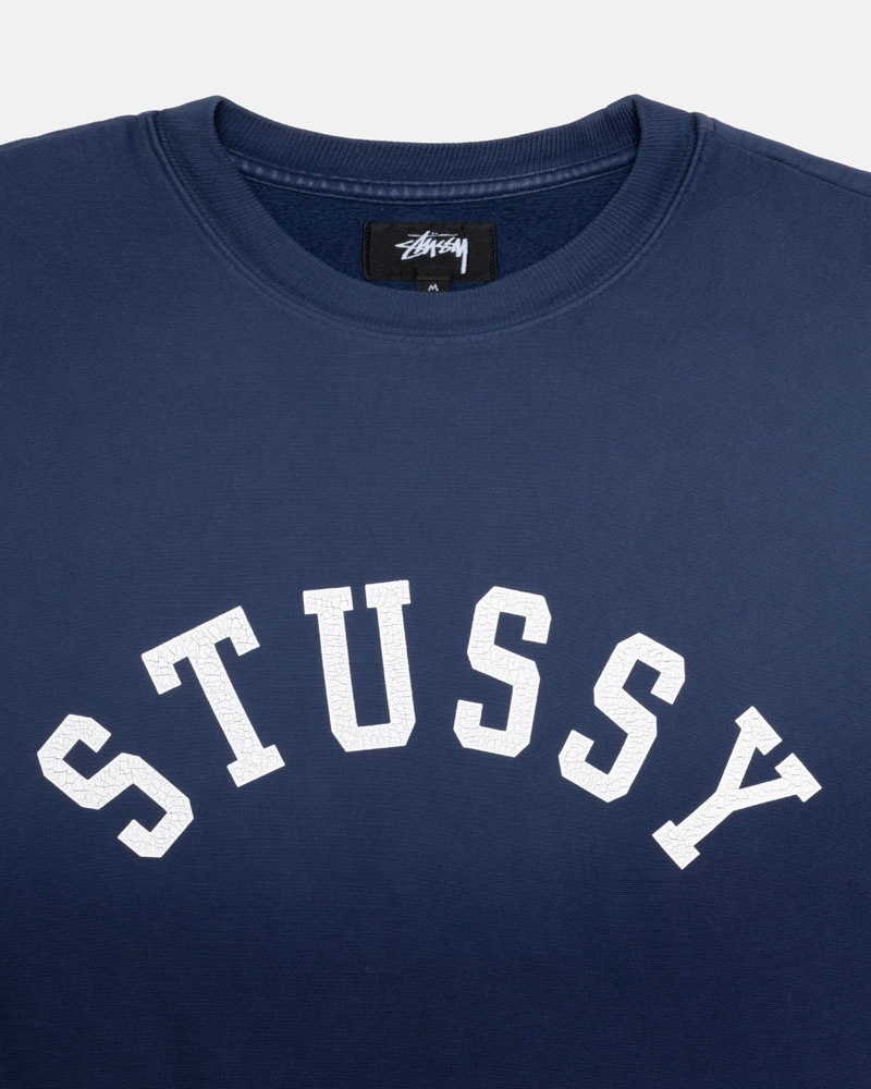 Sweatshirt Stussy Sun Faded Oversized Crew Bleu Marine | QZE-08198804