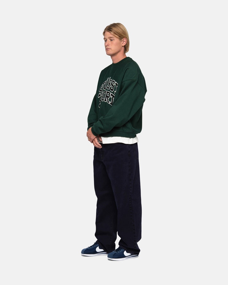 Sweatshirt Stussy Stüssy Sport Relaxed Oversized Crew Vert Foncé | YPB-57325392