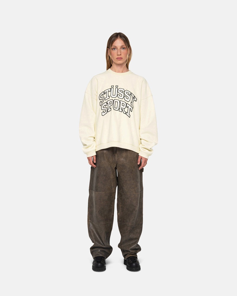 Sweatshirt Stussy Stüssy Sport Relaxed Oversized Crew Blanche | JPC-21167009