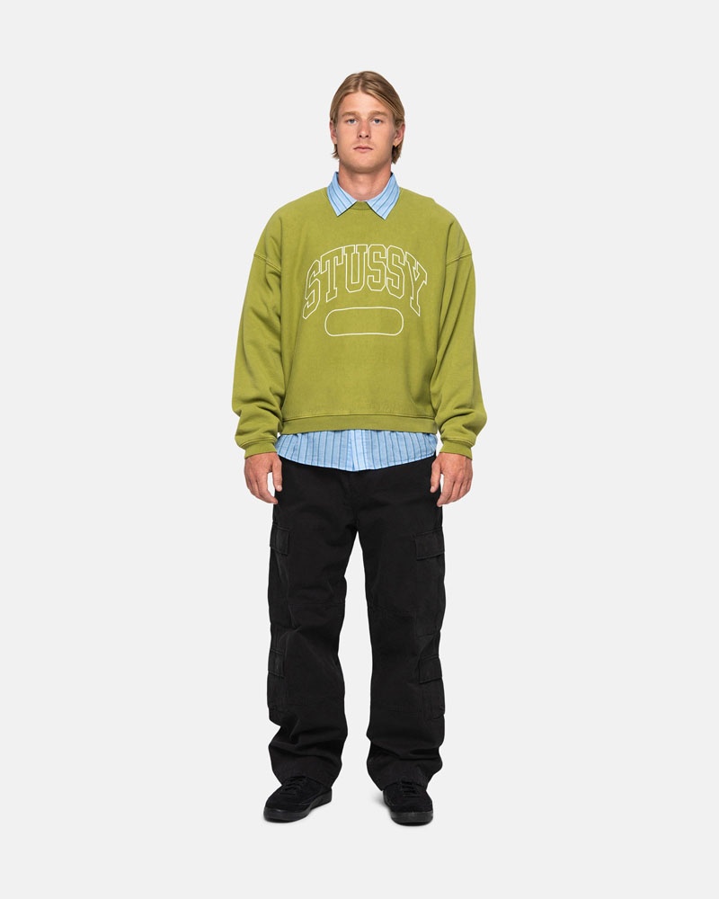 Sweatshirt Stussy Varsity Oversized Crew Vert | LDY-54910829