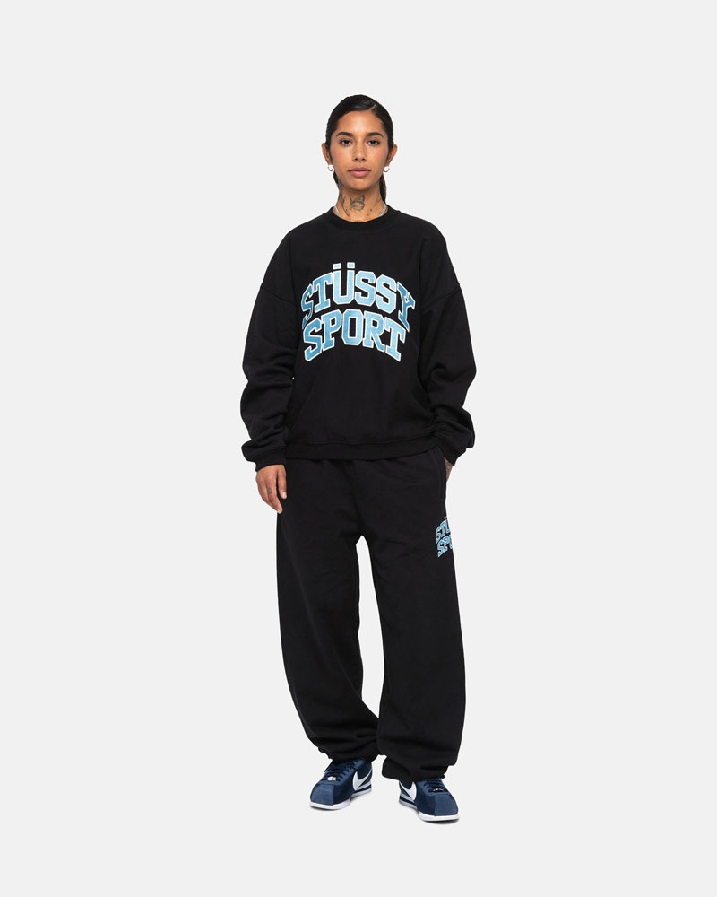 Sweatshirt Stussy Stüssy Sport Relaxed Oversized Crew Noir | HQO-05013605