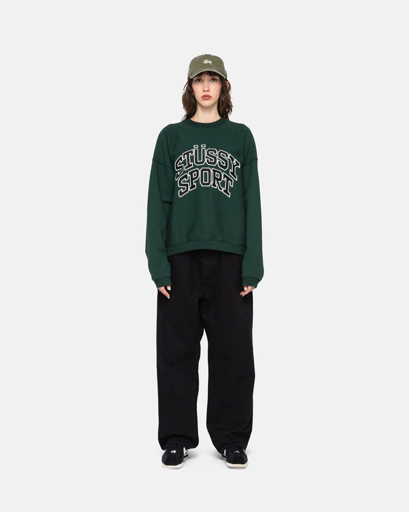 Sweatshirt Stussy Stüssy Sport Relaxed Oversized Crew Vert Foncé | YPB-57325392