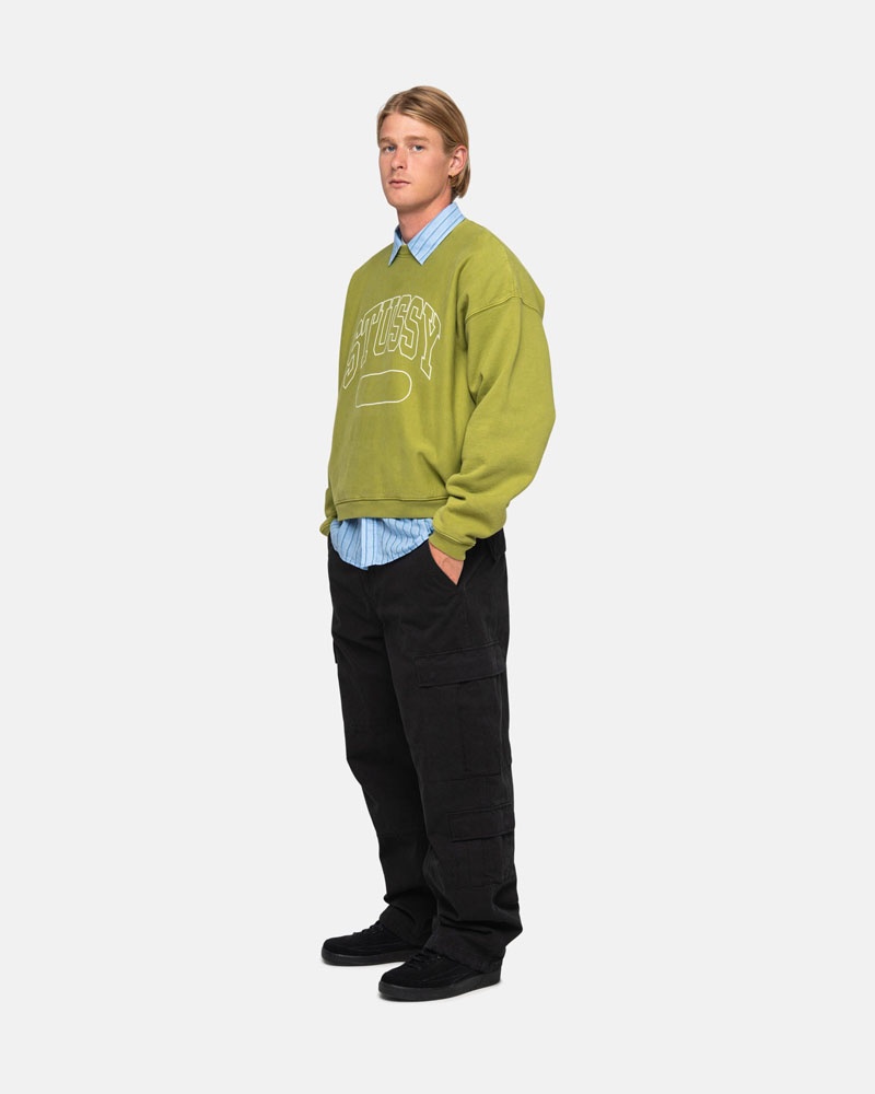 Sweatshirt Stussy Varsity Oversized Crew Vert | LDY-54910829