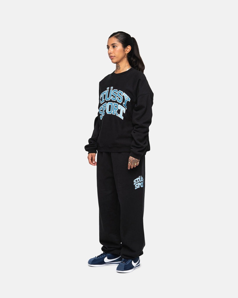 Sweatshirt Stussy Stüssy Sport Relaxed Oversized Crew Noir | HQO-05013605