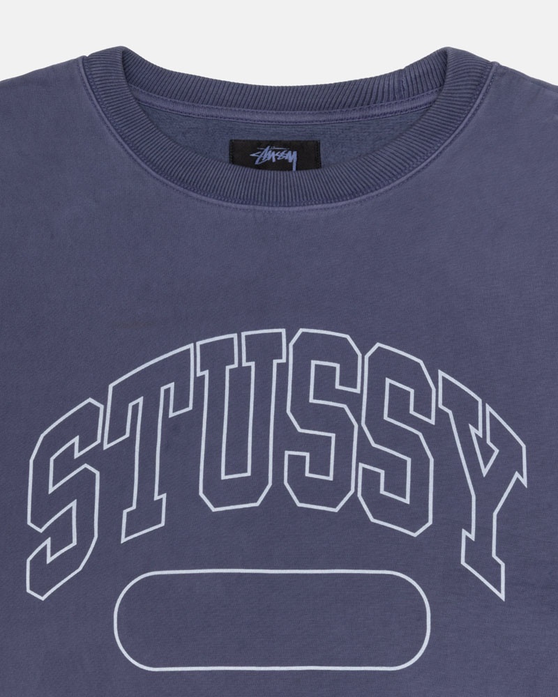 Sweatshirt Stussy Varsity Oversized Crew Bleu | BLR-13069888