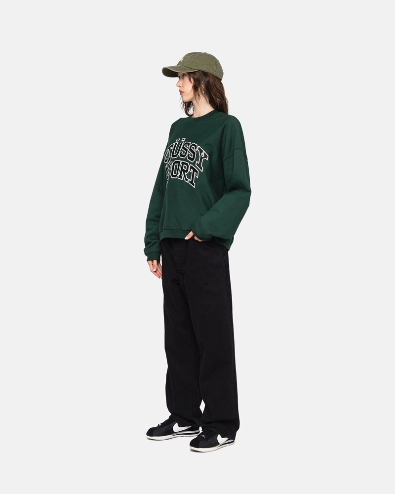 Sweatshirt Stussy Stüssy Sport Relaxed Oversized Crew Vert Foncé | YPB-57325392