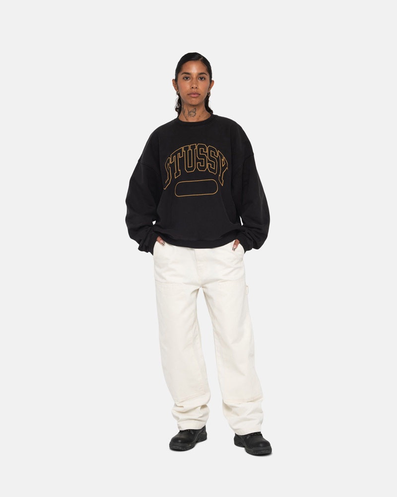 Sweatshirt Stussy Varsity Oversized Crew Noir | WFD-29848370