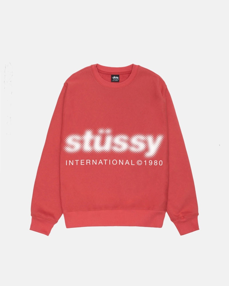 Sweatshirt Stussy Blur Crew Rouge | ZJG-82427770