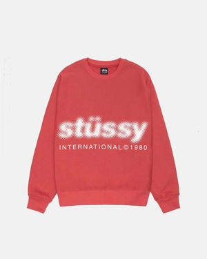 Sweatshirt Stussy Blur Crew Rouge | ZJG-82427770