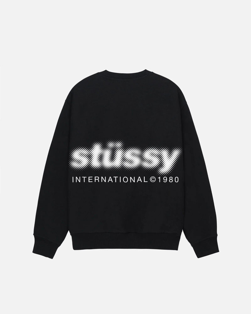 Sweatshirt Stussy Blur Crew Noir | UOW-36550004