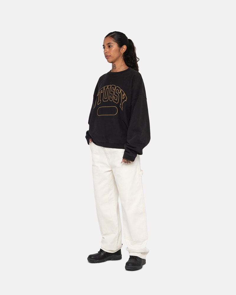 Sweatshirt Stussy Varsity Oversized Crew Noir | WFD-29848370