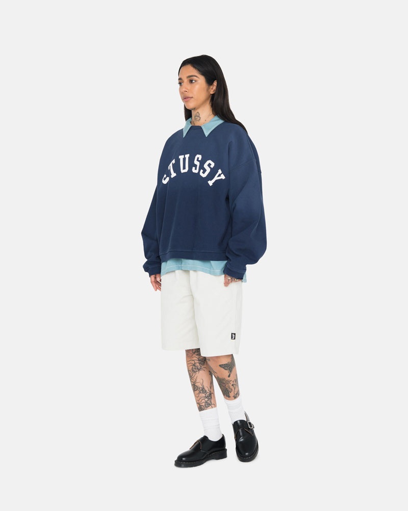 Sweatshirt Stussy Sun Faded Oversized Crew Bleu Marine | QZE-08198804