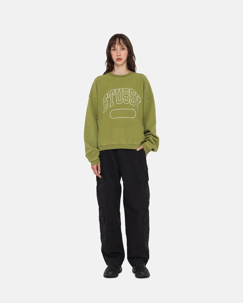 Sweatshirt Stussy Varsity Oversized Crew Vert | LDY-54910829