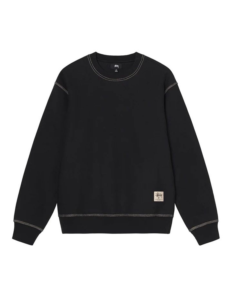 Sweatshirt Stussy Contrast Stitch Label Crew Noir | LRI-35659571