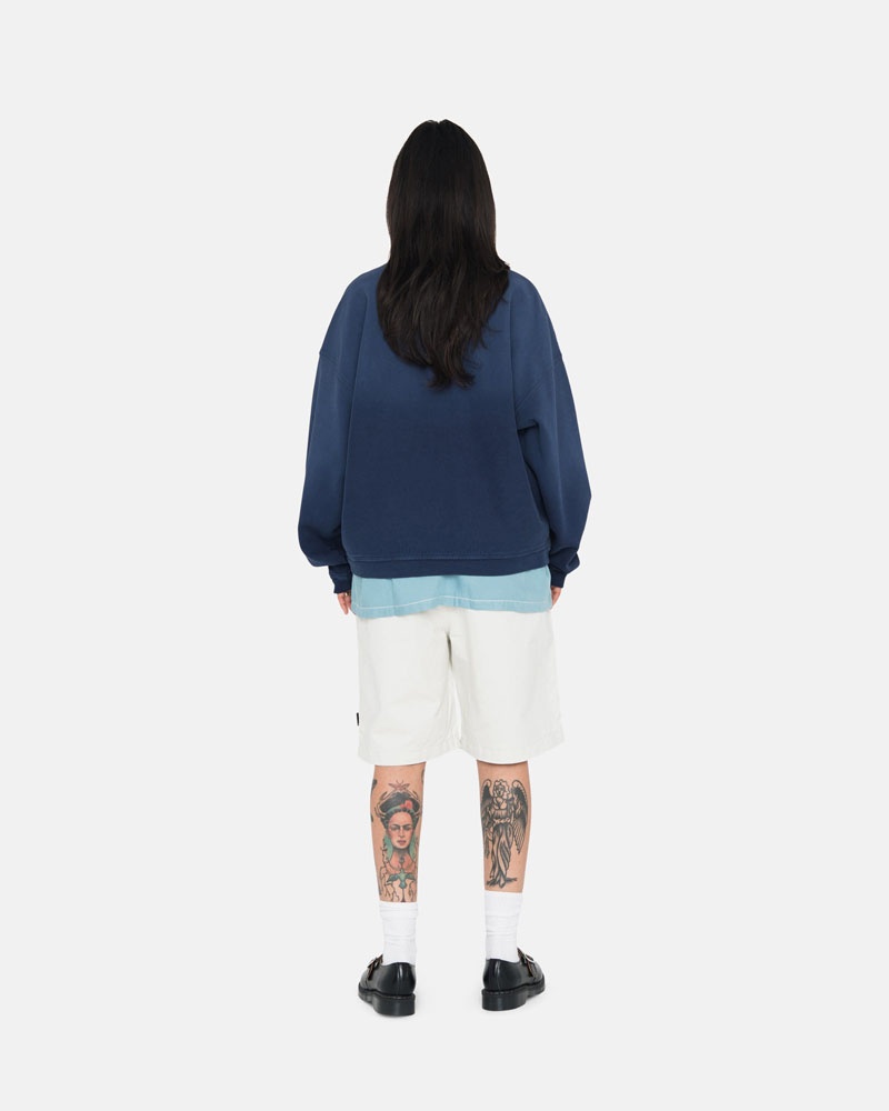 Sweatshirt Stussy Sun Faded Oversized Crew Bleu Marine | QZE-08198804