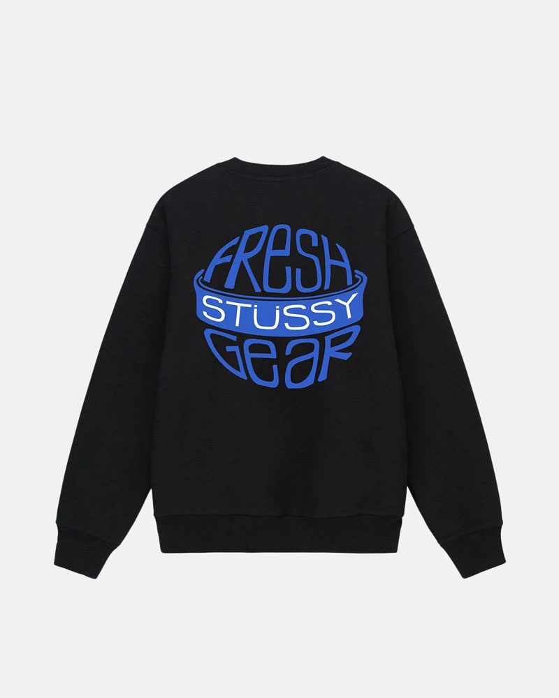 Sweatshirt Stussy Fresh Gear Crew Noir | ABS-24754548