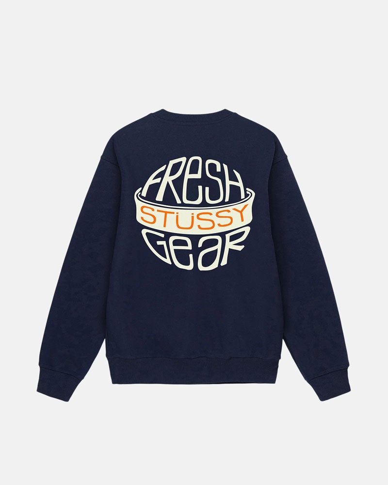 Sweatshirt Stussy Fresh Gear Crew Bleu Marine Bleu | RGV-68416871