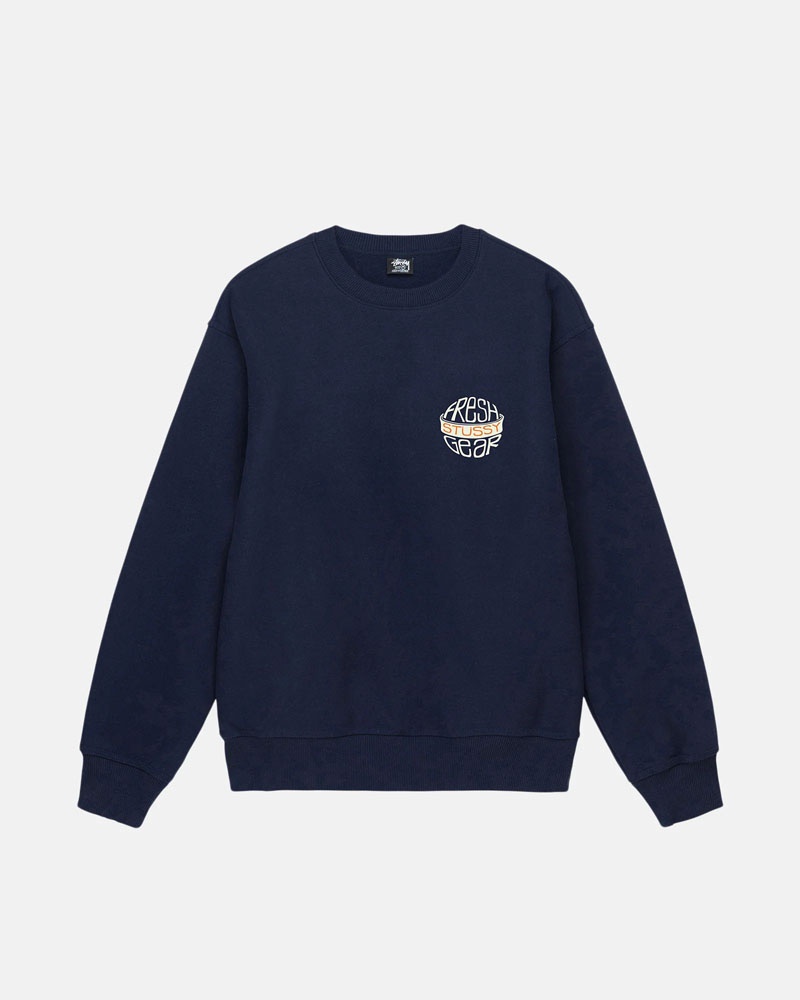 Sweatshirt Stussy Fresh Gear Crew Bleu Marine Bleu | RGV-68416871