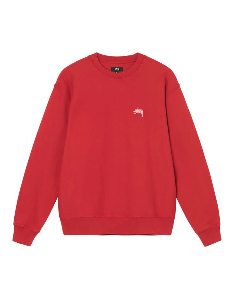 Sweatshirt Stussy Overdyed Stock Logo Crew Rouge | ZJQ-18199325