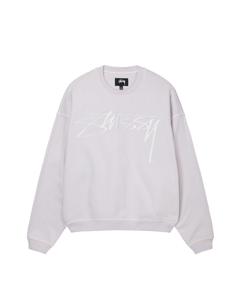 Sweatshirt Stussy Relaxed Smoothstock Crew Grise | WBD-96728108