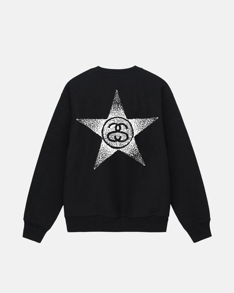 Sweatshirt Stussy Stars Crew Noir | MCN-37831952