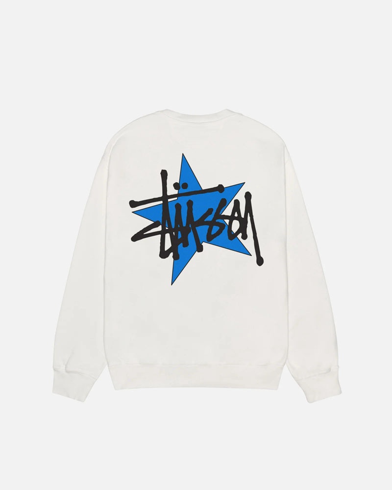 Sweatshirt Stussy Stüssy Star Crew Pigment Dyed Blanche | PCD-42009415