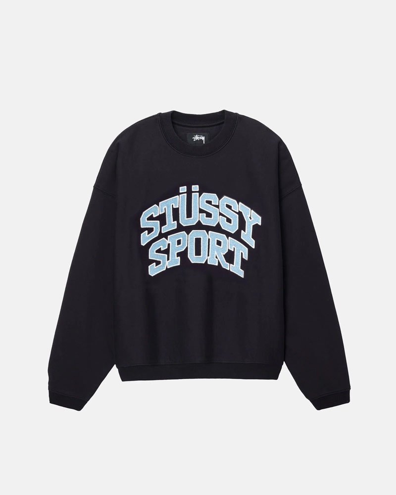 Sweatshirt Stussy Stüssy Sport Relaxed Oversized Crew Noir | GDD-85905831