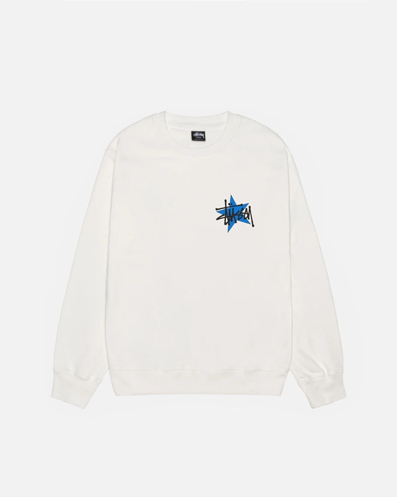 Sweatshirt Stussy Stüssy Star Crew Pigment Dyed Blanche | PCD-42009415