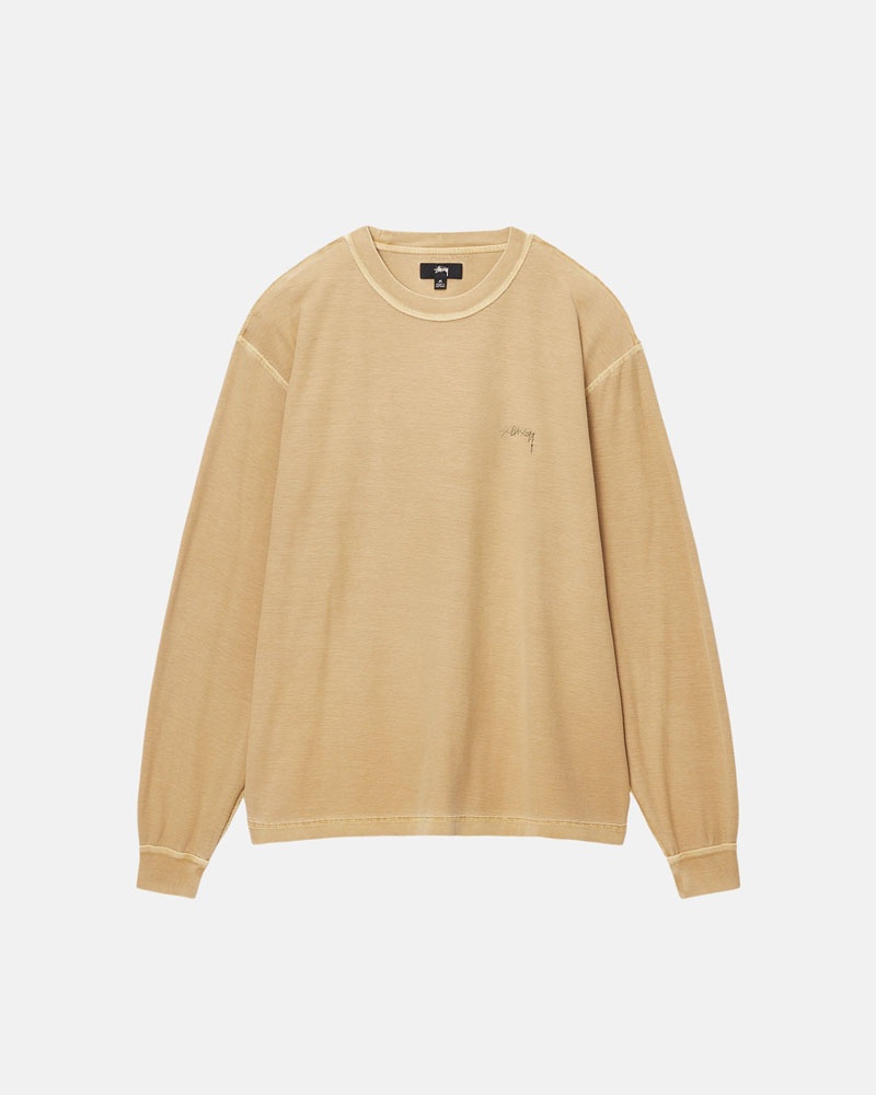 T Shirts Stussy Lazy LS Doré | LGJ-86966844