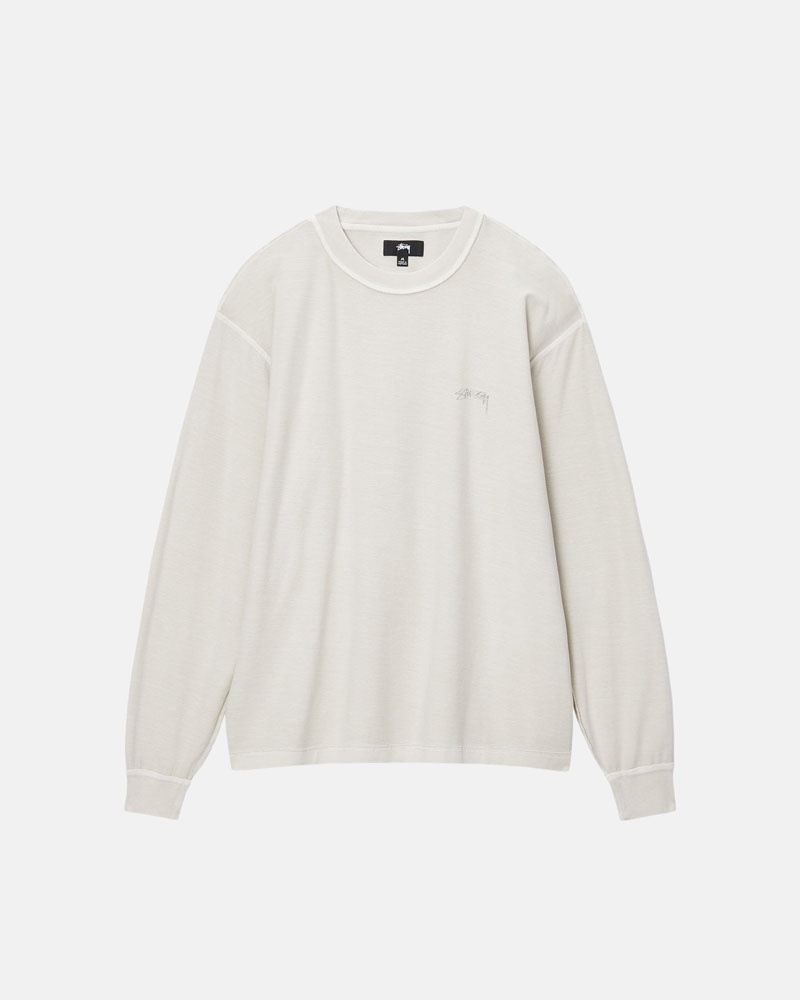 T Shirts Stussy Lazy LS Beige | CUQ-77893829