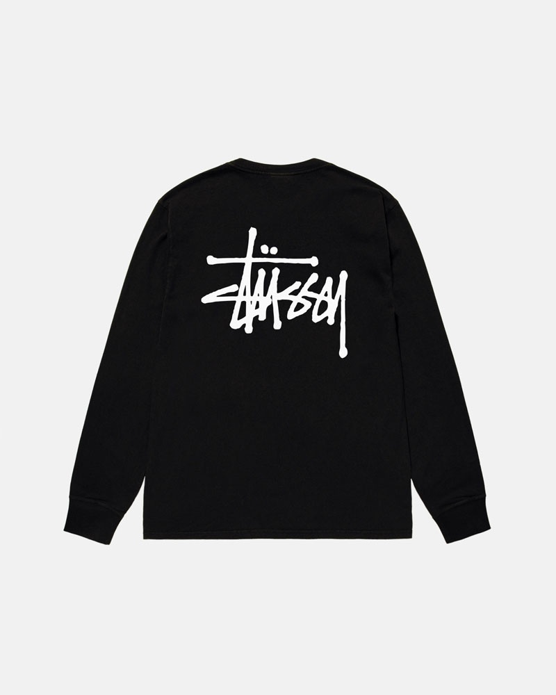 T Shirts Stussy Basic Stüssy LS Noir | MRZ-60982745