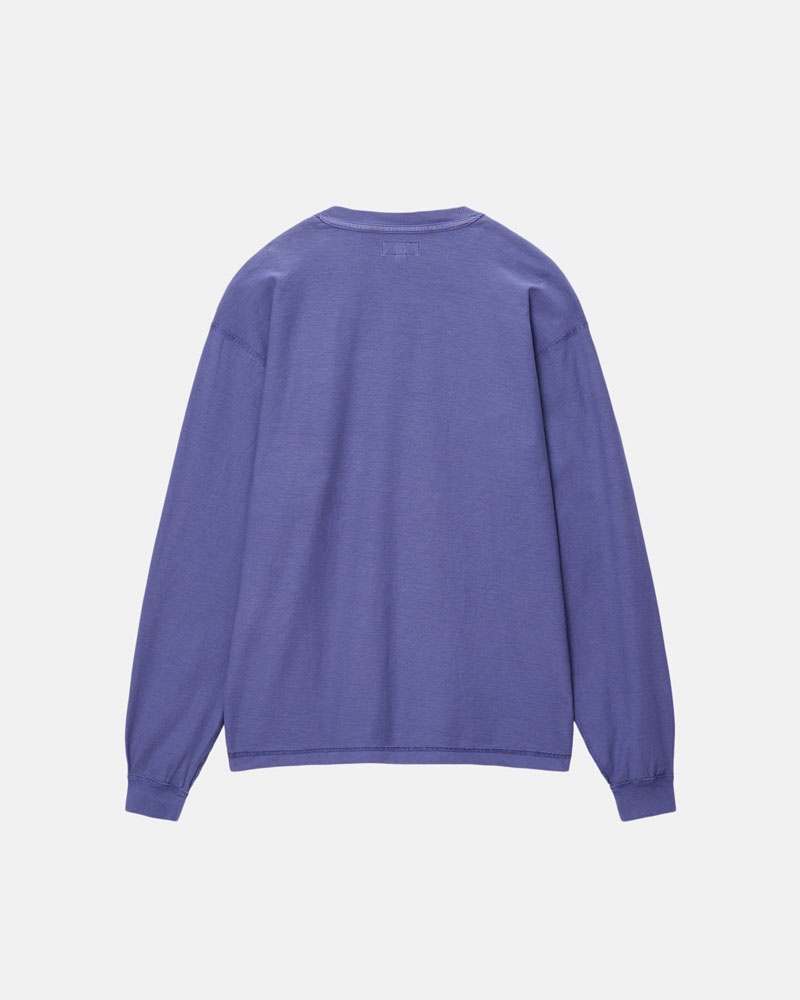 T Shirts Stussy Lazy LS Bleu Foncé | EAJ-81153514