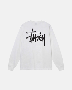 T Shirts Stussy Basic Stüssy LS Blanche | ILN-67643896